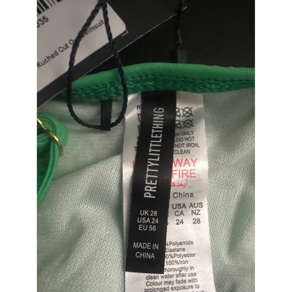 Womens Swimsuit Sz 24 Green Ruched Bead Detail Swimsuit By. PrettyLittleThing - Picture 5 of 13